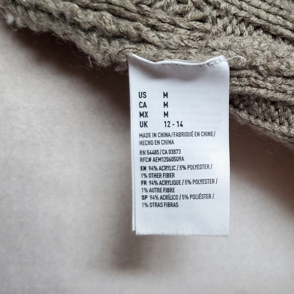 AMERICAN Eagle Outfitters Taupe Knit Wide Neck Oversized Jegging Sweater Medium - Picture 10 of 11